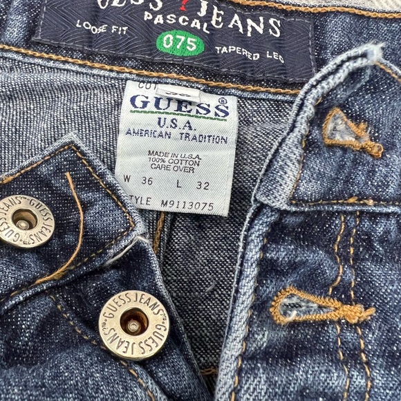 Vintage 90s Guess Pascal Loose Fit Tapered Denim Jeans 36x32 - Picture 12 of 12